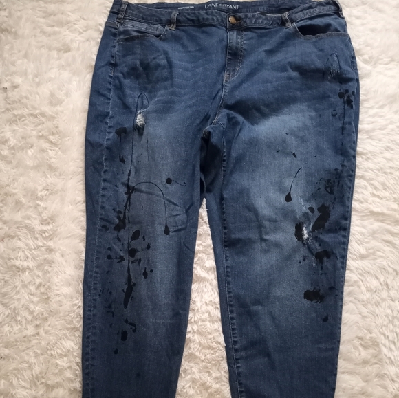 Lane Bryant Distressed Paint Splatter Jeans sz 28 - Picture 3 of 4